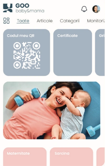 Captură din prezentarea GOO BEBE: secțiunea Beneficii